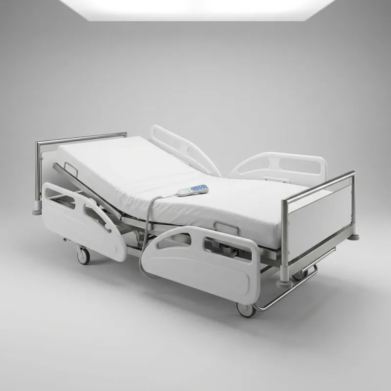 Electric Hospital Beds - Motorised beds with remote-controlled backrest, kn...